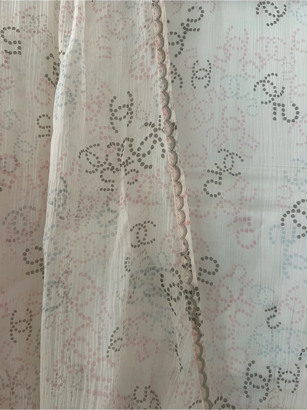 CHANEL Sheer Pale Beige Tie-Front Blouse